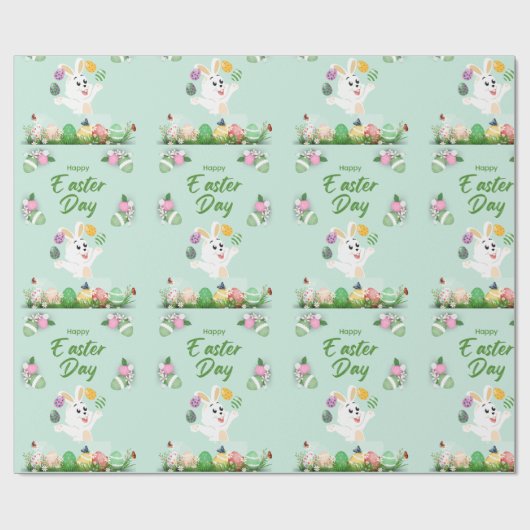 Vrolijke paasdag - grappige Bunny en paashaas Cadeaupapier (Vlak)