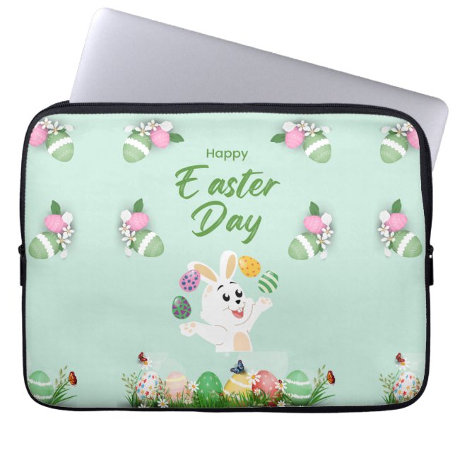 Vrolijke paasdag - grappige Bunny en paashaas Laptop Sleeve (Voorkant)