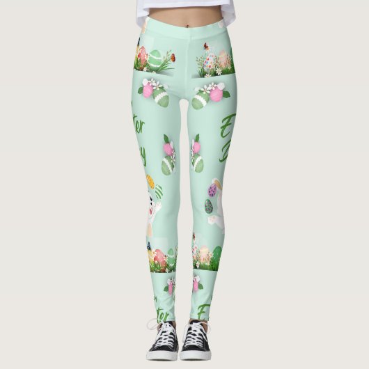 Vrolijke paasdag - grappige Bunny en paashaas Leggings (Voorkant)