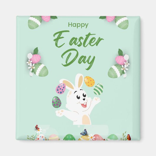 Vrolijke paasdag - grappige Bunny en paashaas Magneet (Voorkant)