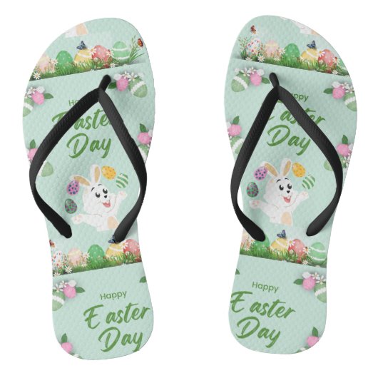 Vrolijke paasdag - grappige Bunny en paashaas Teenslippers (Voetbed)