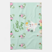 Vrolijke paasdag - grappige Bunny en paashaas Theedoek (Verticaal)