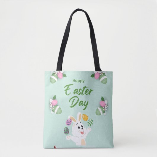 Vrolijke paasdag - grappige Bunny en paashaas Tote Bag (Voorkant)