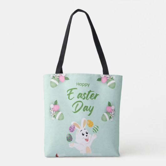 Vrolijke paasdag - grappige Bunny en paashaas Tote Bag (Achterkant)