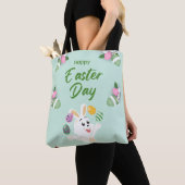 Vrolijke paasdag - grappige Bunny en paashaas Tote Bag (Dichtbij)