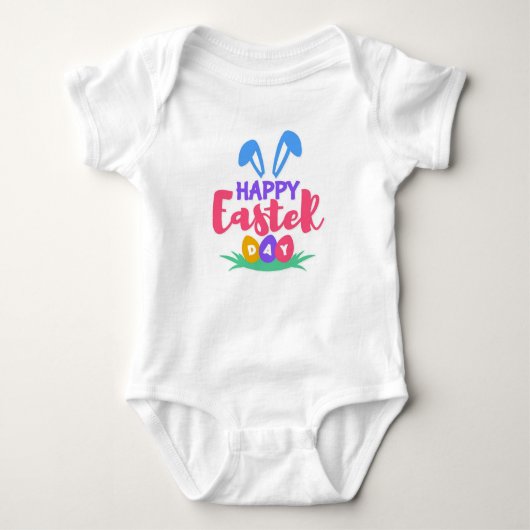 Vrolijke paasdag met Bunny Ears Baby Bodysuit (Voorkant)