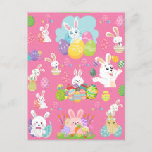 Vrolijke paasdag - Pattern Funny Bunny and Eggs