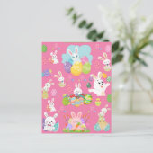 Vrolijke paasdag - Pattern Funny Bunny and Eggs Briefkaart (Staand voorkant)
