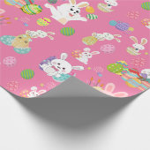 Vrolijke paasdag - Pattern Funny Bunny and Eggs Cadeaupapier (Hoek)