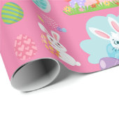 Vrolijke paasdag - Pattern Funny Bunny and Eggs Cadeaupapier (Rol Hoek)
