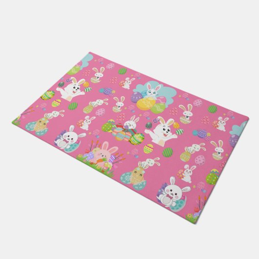 Vrolijke paasdag - Pattern Funny Bunny and Eggs Deurmat (Schuin)