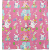 Vrolijke paasdag - Pattern Funny Bunny and Eggs Douchegordijn (Voorkant)