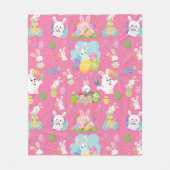 Vrolijke paasdag - Pattern Funny Bunny and Eggs Fleece Deken (Voorkant)