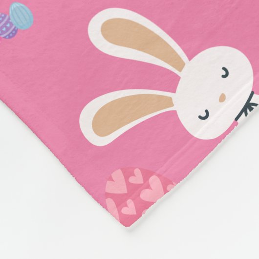 Vrolijke paasdag - Pattern Funny Bunny and Eggs Fleece Deken (Hoek)
