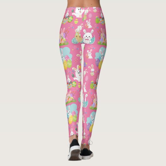 Vrolijke paasdag - Pattern Funny Bunny and Eggs Leggings (Achterkant)