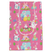 Vrolijke paasdag - Pattern Funny Bunny and Eggs Medium Cadeauzakje (Achterkant)