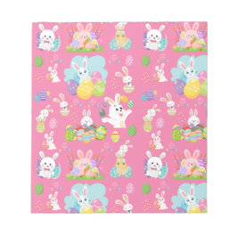 Vrolijke paasdag - Pattern Funny Bunny and Eggs Notitieblok