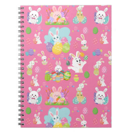 Vrolijke paasdag - Pattern Funny Bunny and Eggs Notitieboek