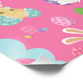 Vrolijke paasdag - Pattern Funny Bunny and Eggs Perfect Poster (Hoek)