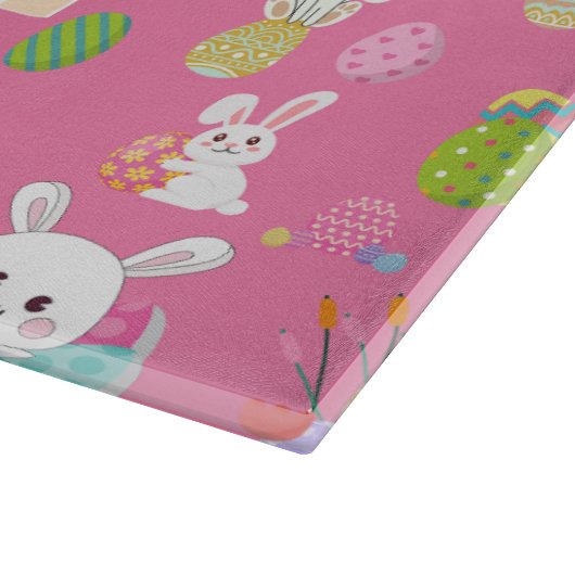 Vrolijke paasdag - Pattern Funny Bunny and Eggs Snijplank (Hoek)