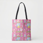 Vrolijke paasdag - Pattern Funny Bunny and Eggs Tote Bag (Voorkant)
