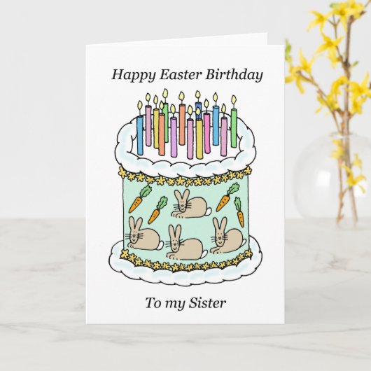 Vrolijke paasdag tot zuster kaart (Gele Bloem)