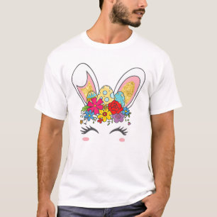 Vrolijke paasdag unicorn Bunny met paaseieren T-shirt