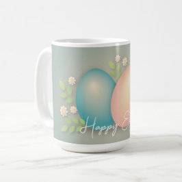 Vrolijke paaseieren en bronbloemen zacht blauw koffiemok