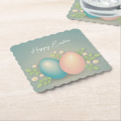 Vrolijke paaseieren en veentransporten kartonnen onderzetters (Gebogen)