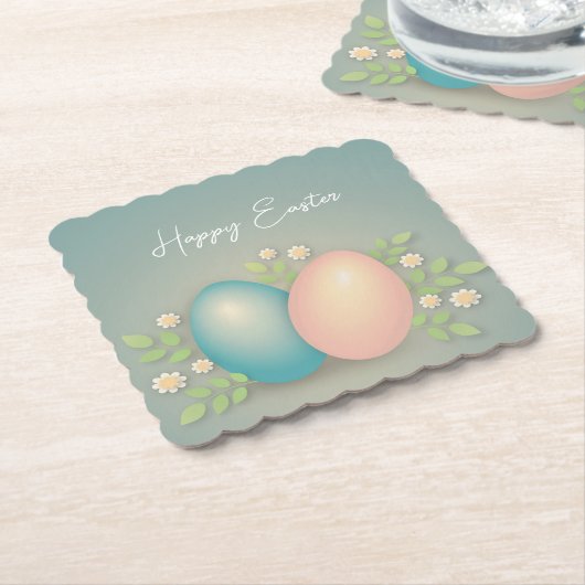 Vrolijke paaseieren en veentransporten kartonnen onderzetters (Gebogen)