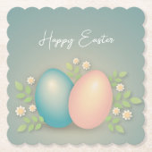 Vrolijke paaseieren en veentransporten kartonnen onderzetters (Voorkant)