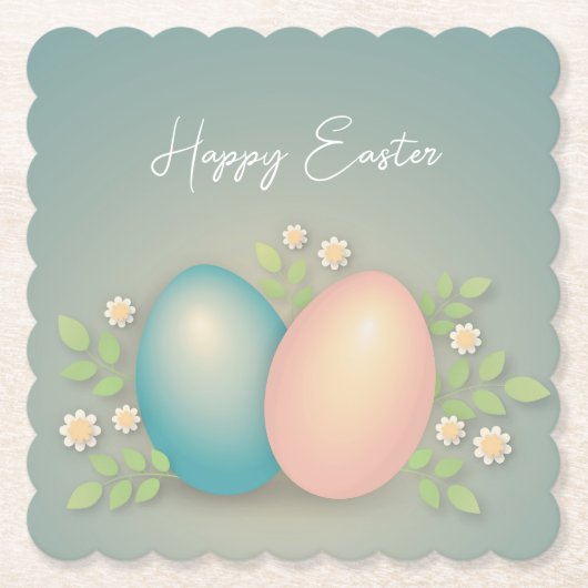 Vrolijke paaseieren en veentransporten kartonnen onderzetters (Voorkant)