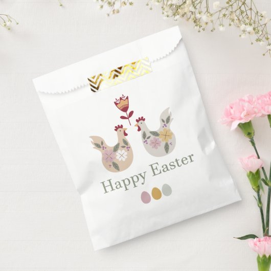 Vrolijke paaseieren met sjablonen, bloemen, kippen bedankzakje (Gezegeld)