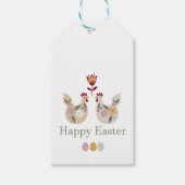 Vrolijke paaseieren met sjablonen, bloemen, kippen cadeaulabel (Voorkant)
