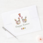Vrolijke paaseieren met sjablonen, bloemen, kippen vierkante sticker (Envelop)