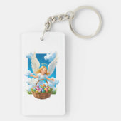Vrolijke Paasengel met Mand Sleutelhanger (achterkant)