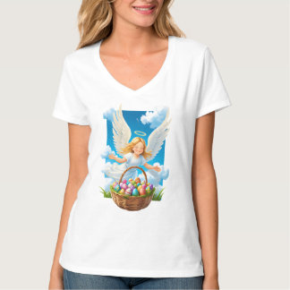Vrolijke Paasengel met Mand T-shirt
