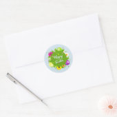 Vrolijke paasflorale en tekstachtergrond ronde sticker (Envelop)