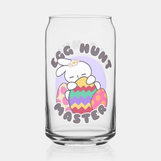 Vrolijke paashaas omhelzing - 'Egg Hunt Master' Blikvorm Glas (Achterkant)