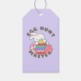 Vrolijke paashaas omhelzing - 'Egg Hunt Master' Cadeaulabel