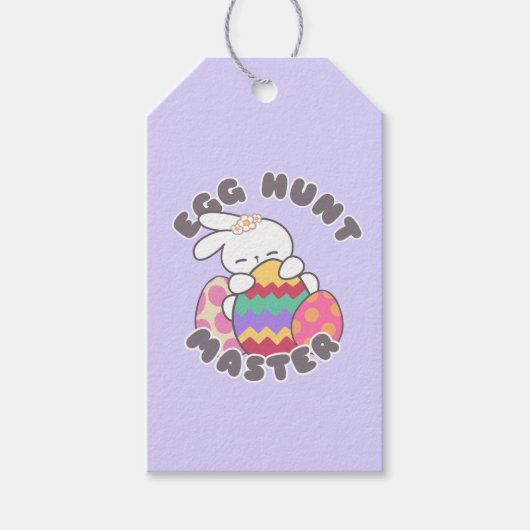Vrolijke paashaas omhelzing - 'Egg Hunt Master' Cadeaulabel (Voorkant)