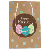 Vrolijke paaspokadots op Faux Kraft Paper Medium Cadeauzakje (Voorkant)