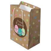 Vrolijke paaspokadots op Faux Kraft Paper Medium Cadeauzakje (Achterkant Gekanteld)