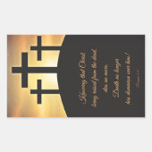 Vrolijke Paasse Drie Kruisjes op Calvarium Rechthoekige Sticker (Voorkant)