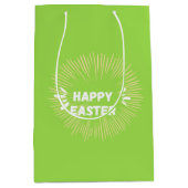 Vrolijke paastekst op groen medium cadeauzakje (Voorkant)