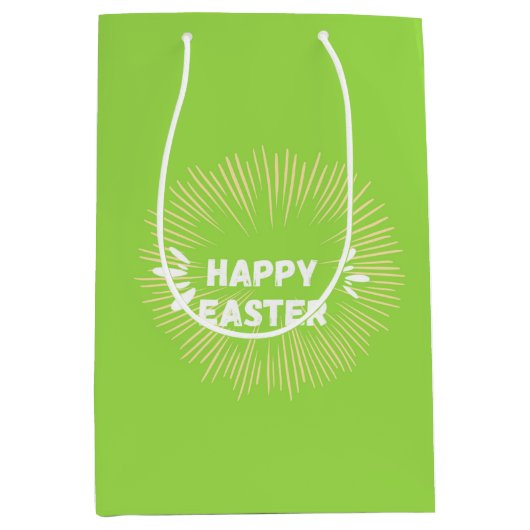 Vrolijke paastekst op groen medium cadeauzakje (Voorkant)