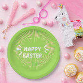 Vrolijke paastekst op groen papieren bordje (Feest)