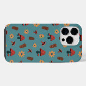 Vrolijke paddestoel Natuur Lover Pattern (Blauw Bl iPhone Hoesje (Achterkant horizontaal)