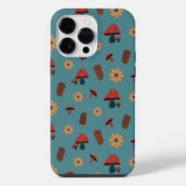 Vrolijke paddestoel Natuur Lover Pattern (Blauw Bl iPhone 14 Pro Max Hoesje