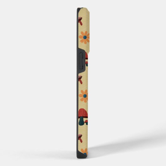 Vrolijke paddestoel Natuur Lover Pattern (Geel) iPhone Hoesje (Rechterkant)